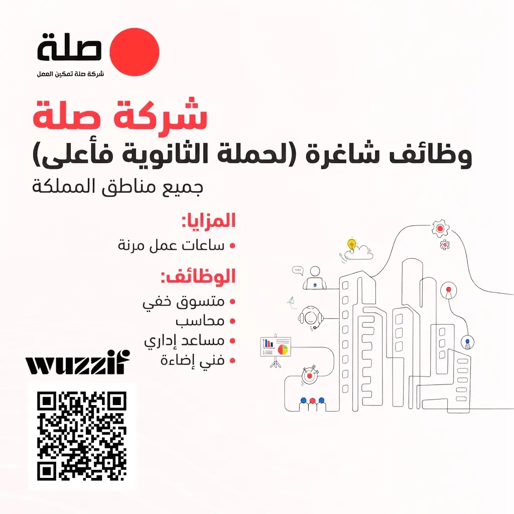 إعلان (5) وظائف إدارية شاغرة في شركة صلة لحملة الثانوية فأعلي