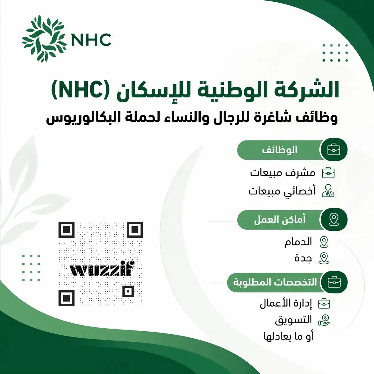الشركة الوطنية للإسكان تعلن وظائف مبيعات شاغرة لحملة البكالوريوس