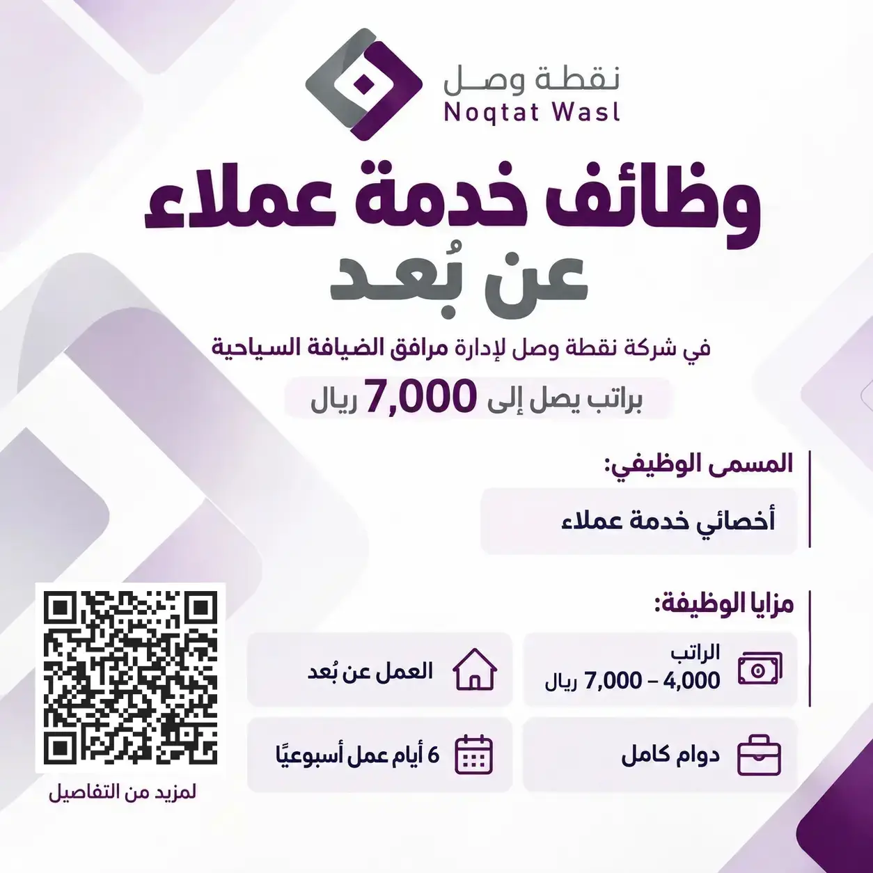 وظائف أخصائي خدمة عملاء عن بعد في شركة نقطة وصل براتب يصل إلى 7000 ريال