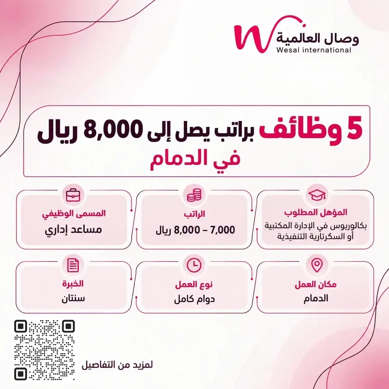 وظائف مساعد إداري في وكالة وصال العالمية للدعاية والإعلان بالدمام براتب من 7000 إلى 8000 ريال