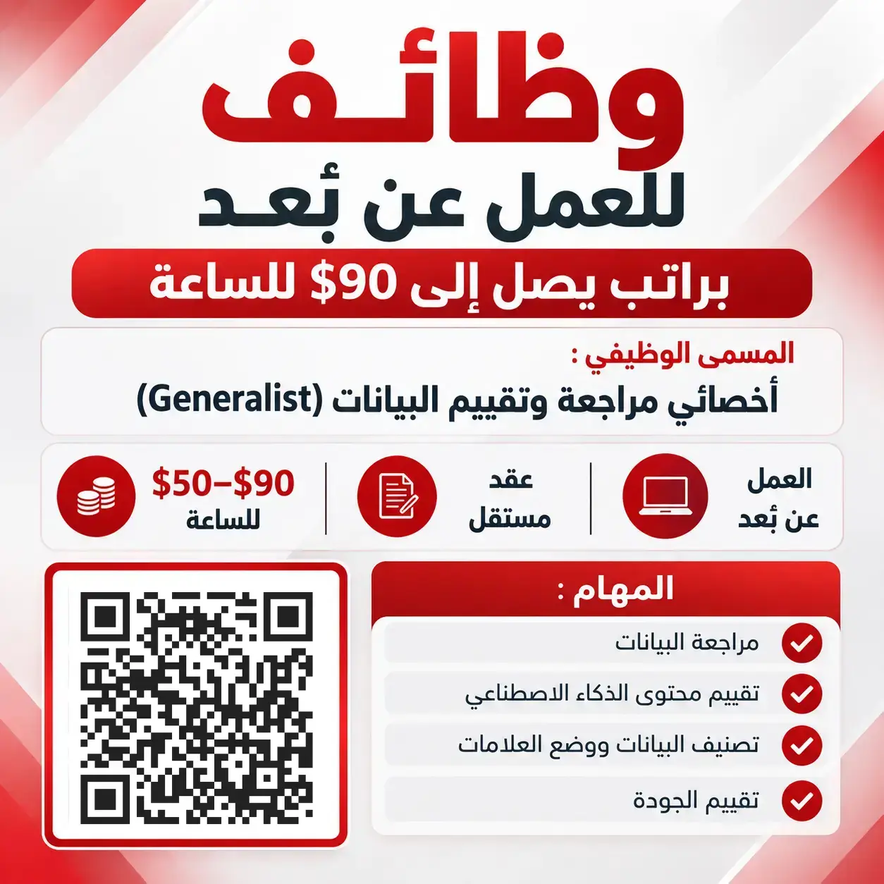 وظائف Generalist للعمل عن بُعد براتب يصل إلى 90 دولارًا للساعة